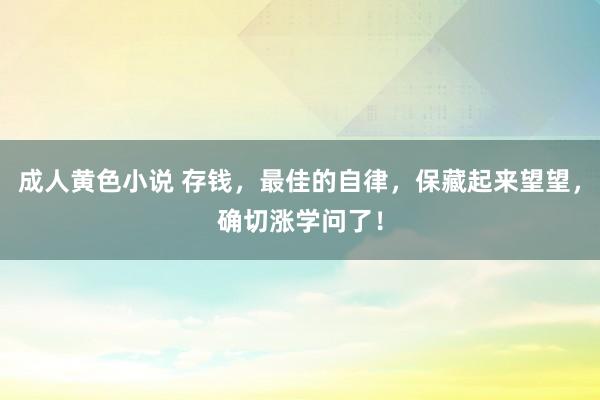 成人黄色小说 存钱，最佳的自律，保藏起来望望，确切涨学问了！