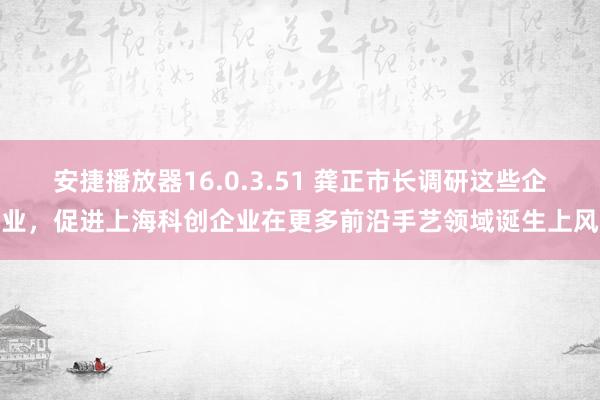 安捷播放器16.0.3.51 龚正市长调研这些企业，促进上海科创企业在更多前沿手艺领域诞生上风