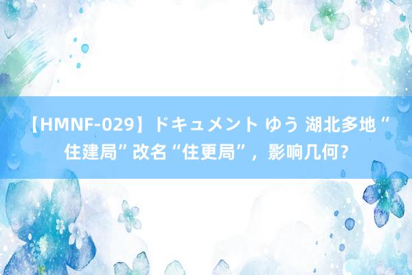 【HMNF-029】ドキュメント ゆう 湖北多地“住建局”改名“住更局”，影响几何？