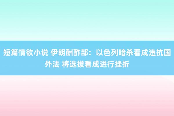 短篇情欲小说 伊朗酬酢部：以色列暗杀看成违抗国外法 将选拔看成进行挫折