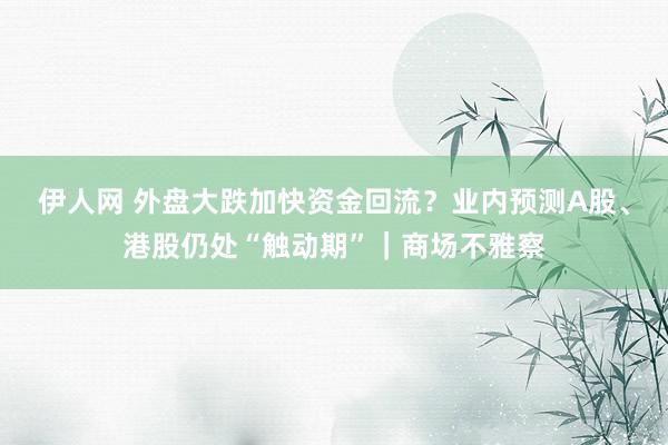 伊人网 外盘大跌加快资金回流？业内预测A股、港股仍处“触动期”｜商场不雅察