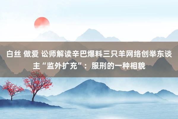 白丝 做爱 讼师解读辛巴爆料三只羊网络创举东谈主“监外扩充”：服刑的一种相貌