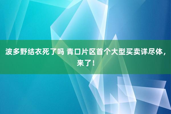 波多野结衣死了吗 青口片区首个大型买卖详尽体，来了！