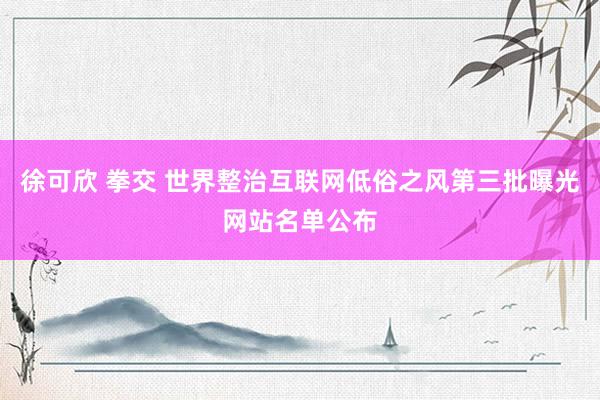 徐可欣 拳交 世界整治互联网低俗之风第三批曝光网站名单公布