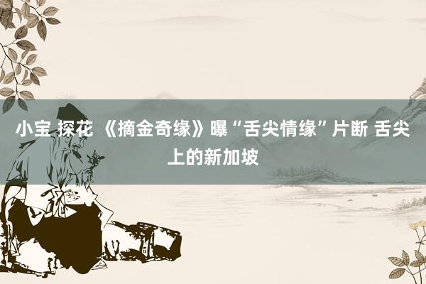 小宝 探花 《摘金奇缘》曝“舌尖情缘”片断 舌尖上的新加坡